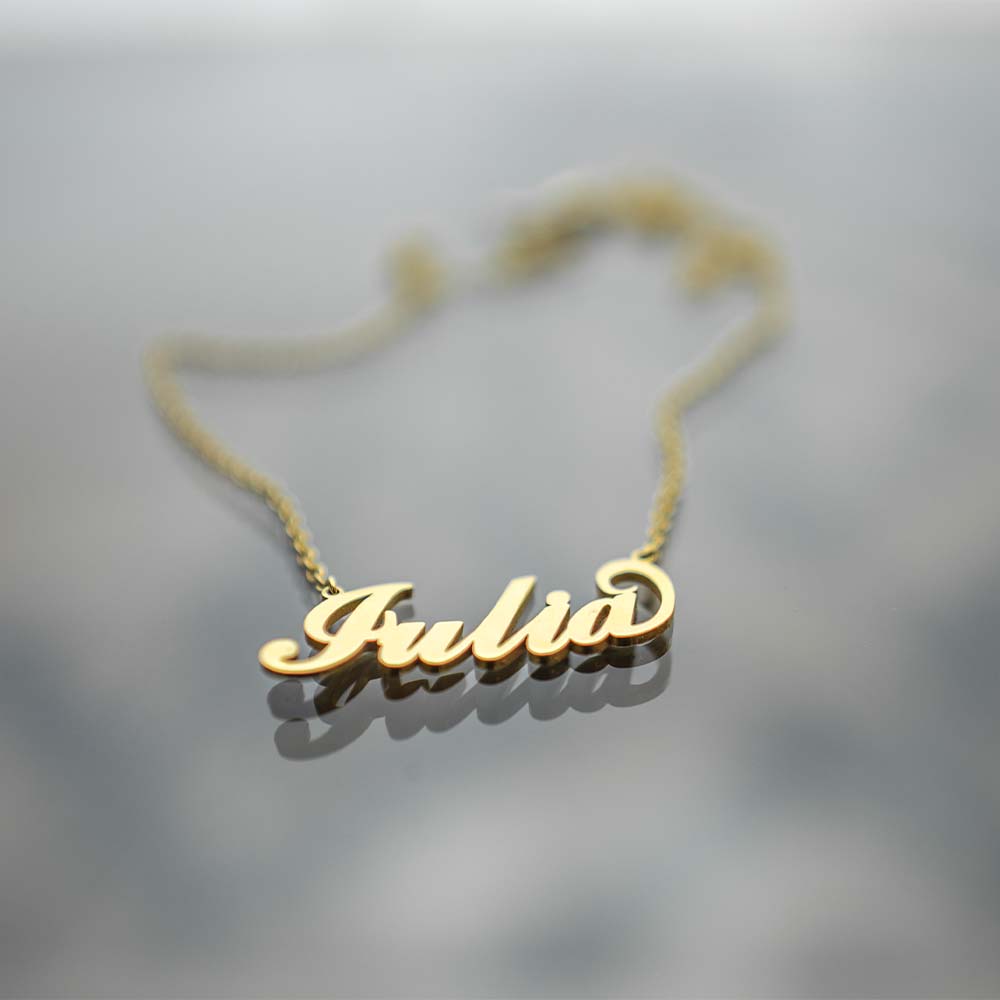 14K solid gold name neckalce julia