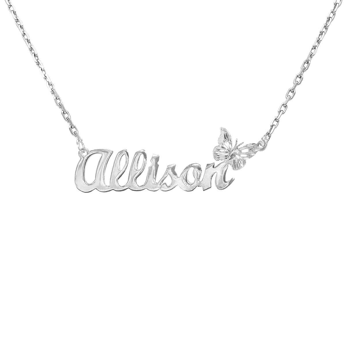 visit usa name necklace and shop Butterfly Name Nekclace silver