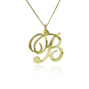 USA Name necklace initial necklace in gold 14K