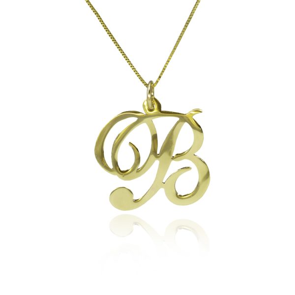 USA Name necklace initial necklace in gold 14K