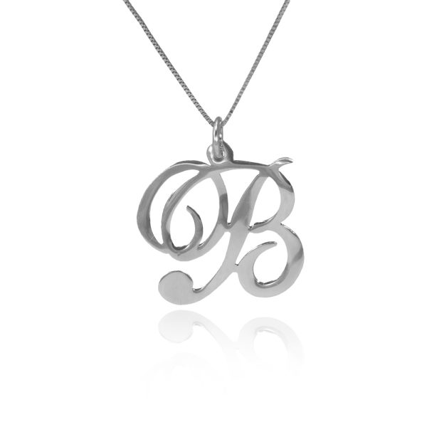 USA Name necklace initial necklace in silver0925