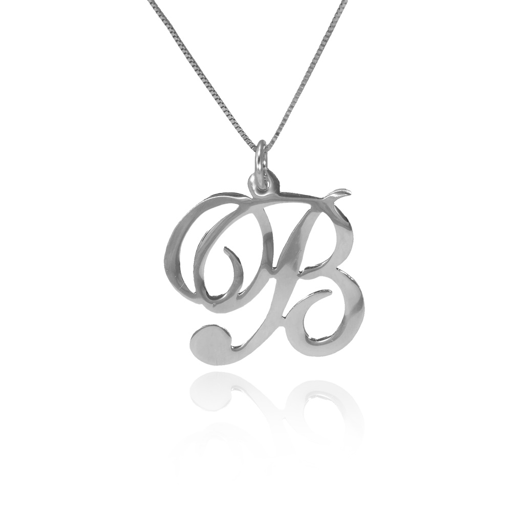 USA Name necklace initial necklace in silver0925